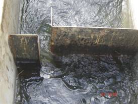 Baffles installed to reduce water flow and 
create resting spots.